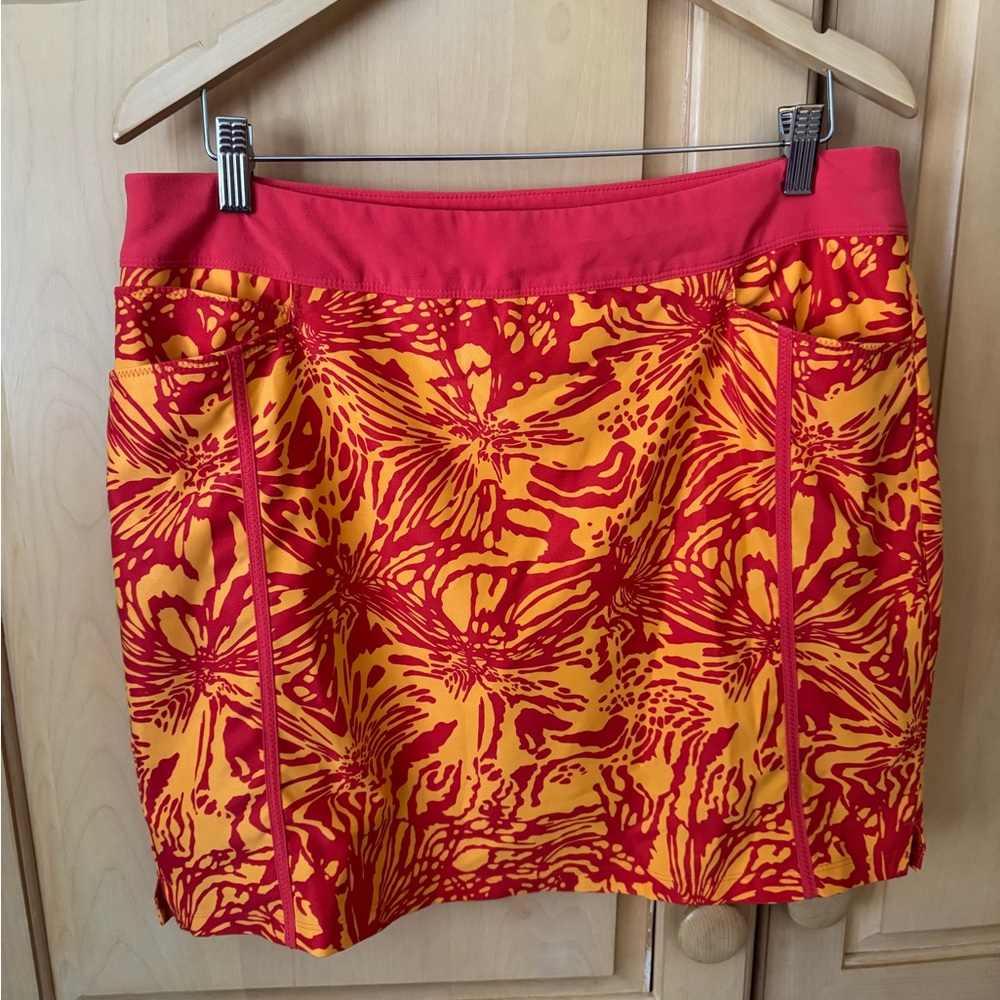 adidas Red and Orange Printed Athletic Skort